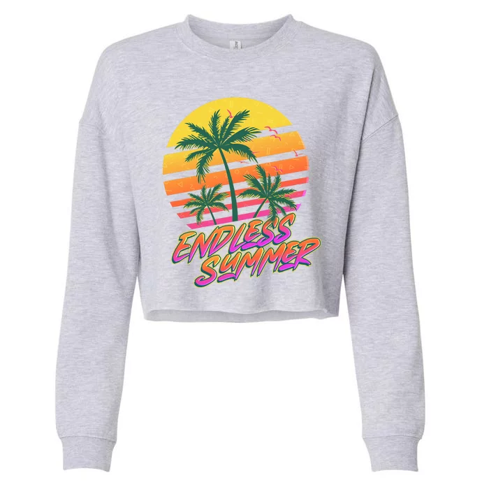 Retro 80s Eighties Tropical Endless Summer Cropped Pullover Crew