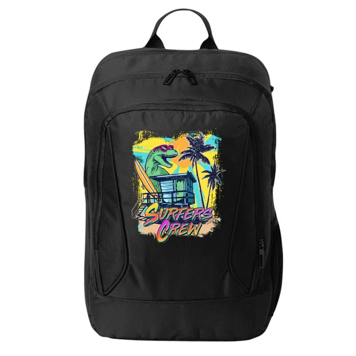 Retro 80s Eighties TRex Dinosaur Surfers Crew City Backpack