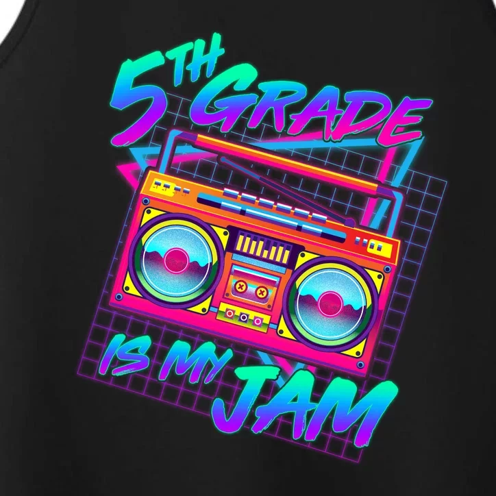 Retro 80's Fifth Grade Is My Jam Neon Boombox Performance Tank