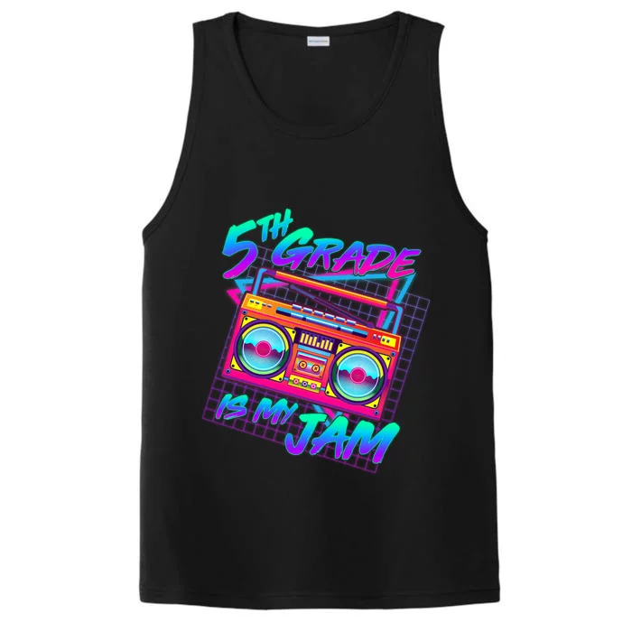 Retro 80's Fifth Grade Is My Jam Neon Boombox Performance Tank