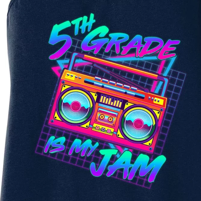 Retro 80's Fifth Grade Is My Jam Neon Boombox Women's Racerback Tank