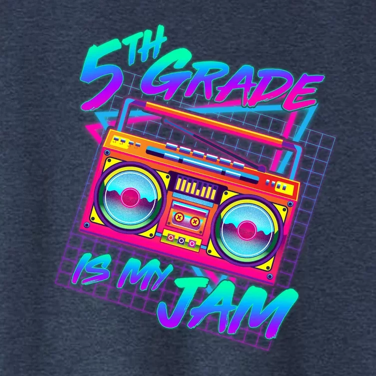 Retro 80's Fifth Grade Is My Jam Neon Boombox Women's Crop Top Tee