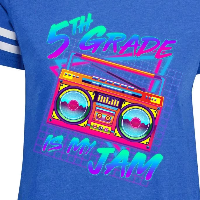 Retro 80's Fifth Grade Is My Jam Neon Boombox Enza Ladies Jersey Football T-Shirt