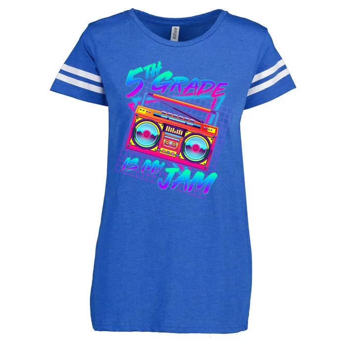 Retro 80's Fifth Grade Is My Jam Neon Boombox Enza Ladies Jersey Football T-Shirt