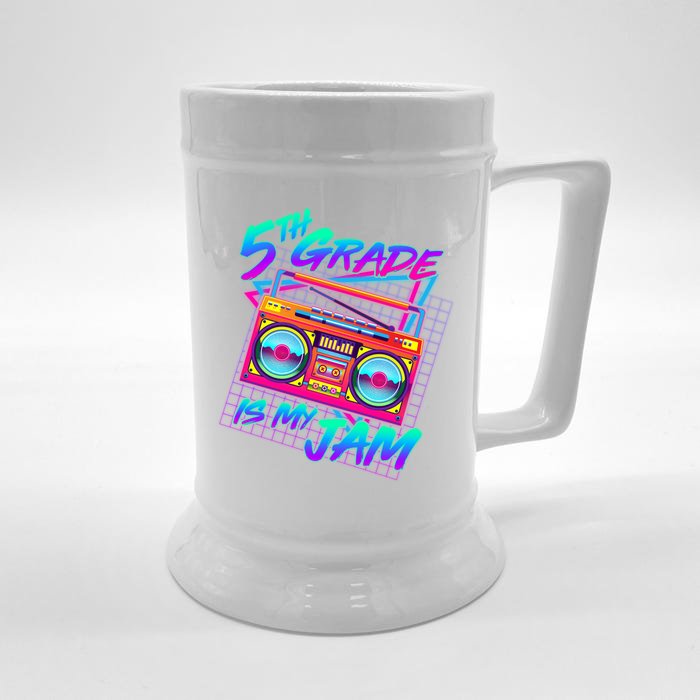 Retro 80's Fifth Grade Is My Jam Neon Boombox Front & Back Beer Stein