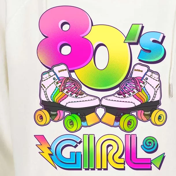 Retro 80's Girl Cute Roller Skates Womens Funnel Neck Pullover Hood