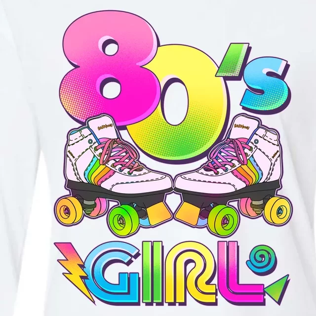 Retro 80's Girl Cute Roller Skates Womens Cotton Relaxed Long Sleeve T-Shirt