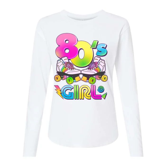 Retro 80's Girl Cute Roller Skates Womens Cotton Relaxed Long Sleeve T-Shirt