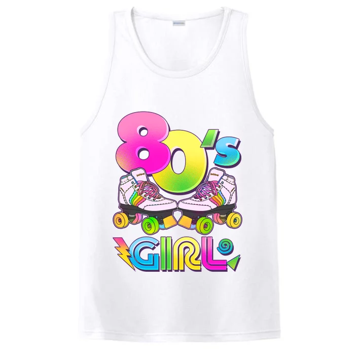 Retro 80's Girl Cute Roller Skates Performance Tank