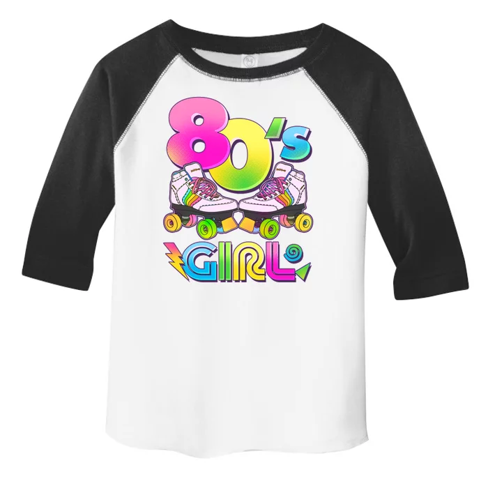 Retro 80's Girl Cute Roller Skates Toddler Fine Jersey T-Shirt