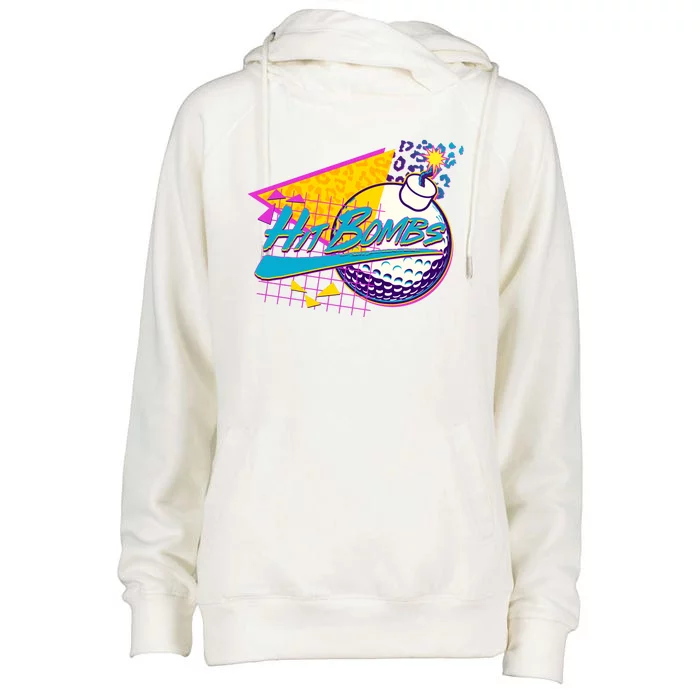 Retro 80's Hit Bombs Golfing Womens Funnel Neck Pullover Hood