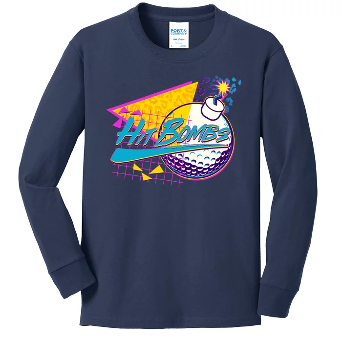 Retro 80's Hit Bombs Golfing Kids Long Sleeve Shirt