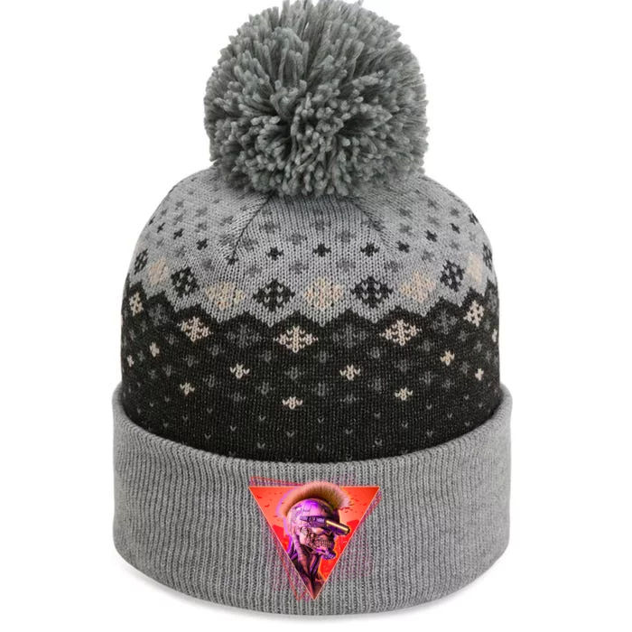 Retro 80s Halloween Cyberpunk Skeleton The Baniff Cuffed Pom Beanie