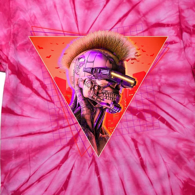 Retro 80s Halloween Cyberpunk Skeleton Tie-Dye T-Shirt