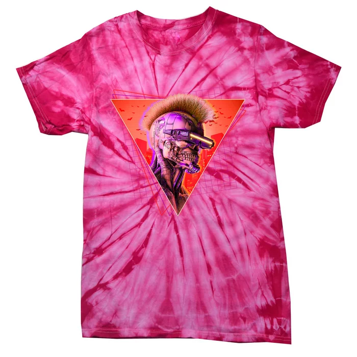 Retro 80s Halloween Cyberpunk Skeleton Tie-Dye T-Shirt