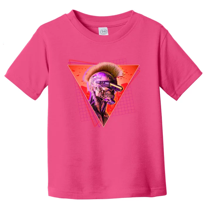 Retro 80s Halloween Cyberpunk Skeleton Toddler T-Shirt