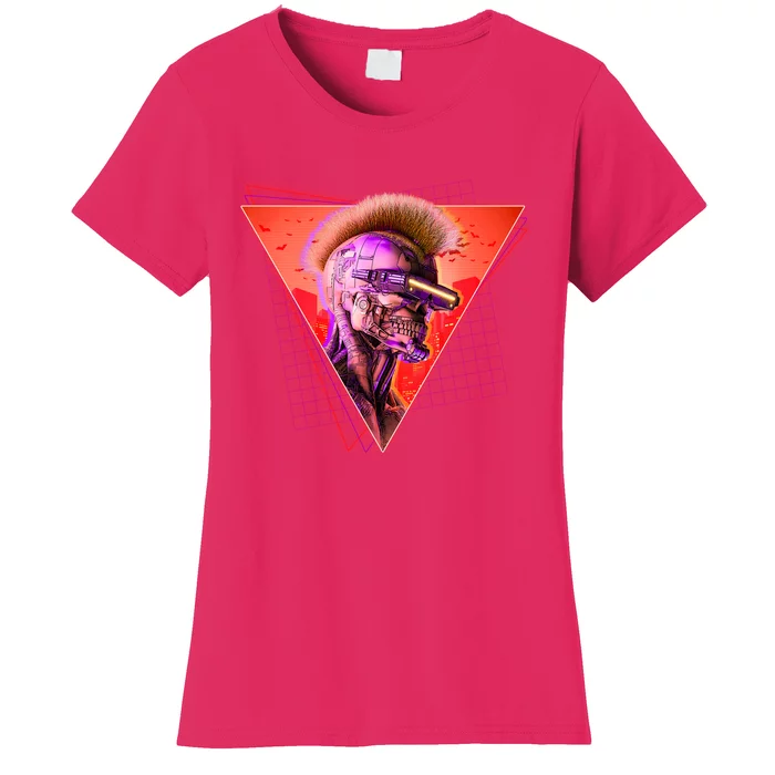 Retro 80s Halloween Cyberpunk Skeleton Women's T-Shirt