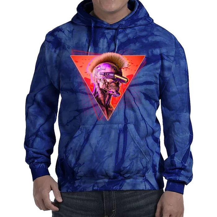 Retro 80s Halloween Cyberpunk Skeleton Tie Dye Hoodie