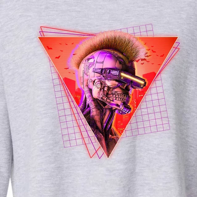 Retro 80s Halloween Cyberpunk Skeleton Cropped Pullover Crew