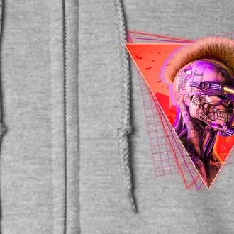 Retro 80s Halloween Cyberpunk Skeleton Full Zip Hoodie