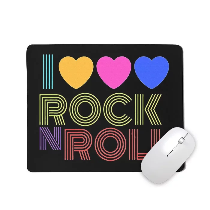 Retro 80s Hearts I Love Rock N Roll Music For Fans Young Mousepad