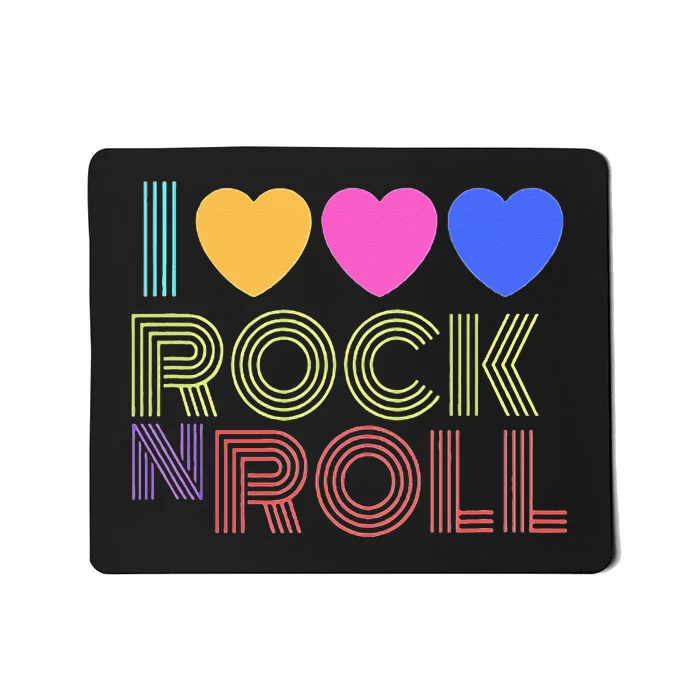 Retro 80s Hearts I Love Rock N Roll Music For Fans Young Mousepad