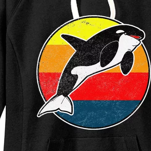 Retro 80s Killer Whale Vintage Beach Design Women's Fleece Hoodie