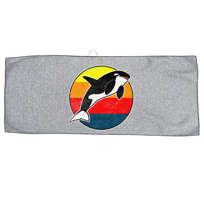 Retro 80s Killer Whale Vintage Beach Design Large Microfiber Waffle Golf Towel