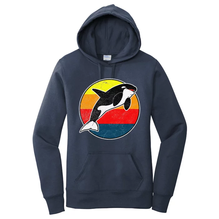 Retro 80s Killer Whale Vintage Beach Design Women's Pullover Hoodie