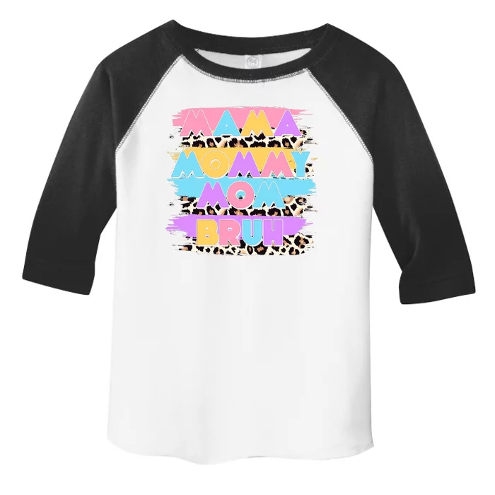 Retro 80's Leopard Print Mama Mommy Mom Bruh Toddler Fine Jersey T-Shirt