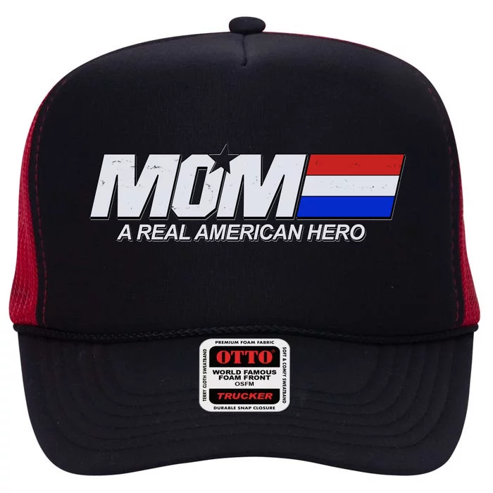 Retro 80's Mom A Real American Hero High Crown Mesh Trucker Hat