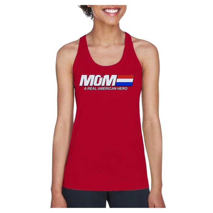 Retro 80's Mom A Real American Hero Women's Racerback Tank