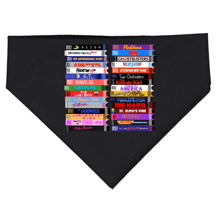 Retro 80s Movies Vhs Stacks USA-Made Doggie Bandana