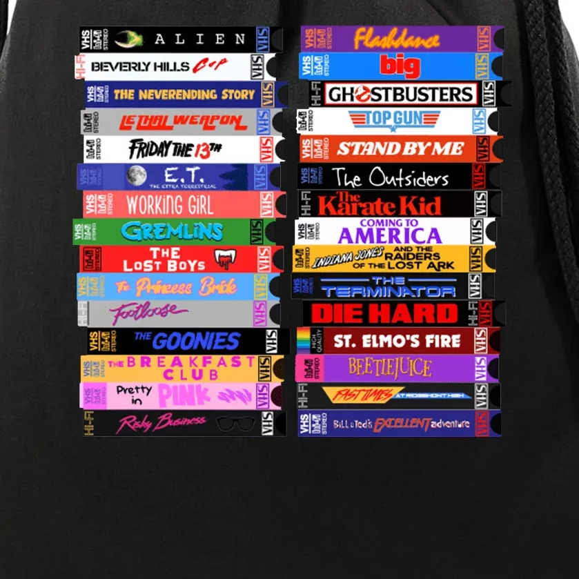 Retro 80s Movies Vhs Stacks Drawstring Bag