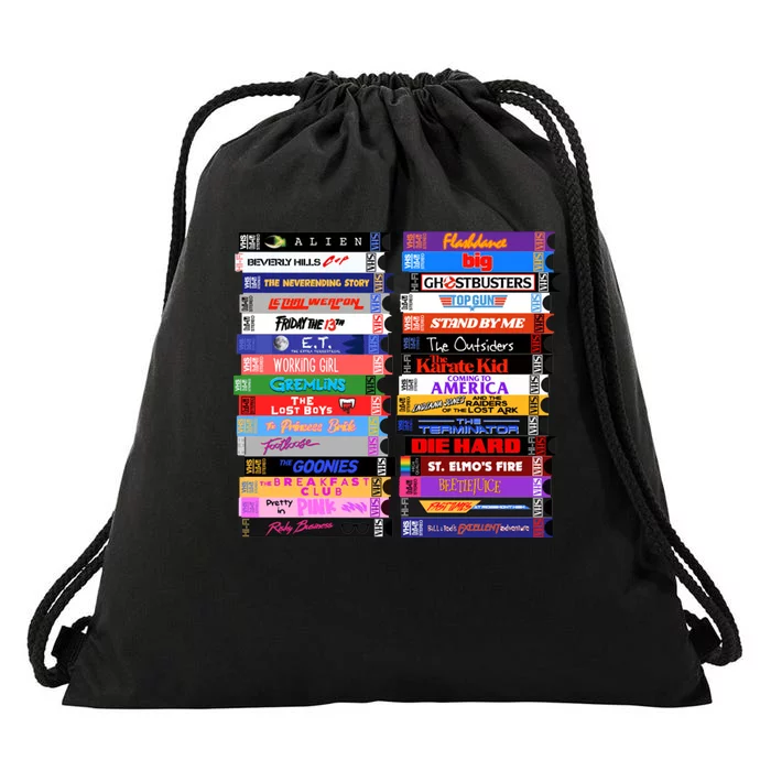 Retro 80s Movies Vhs Stacks Drawstring Bag