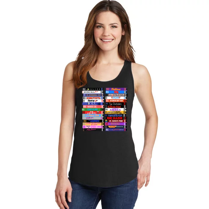 Retro 80s Movies Vhs Stacks Ladies Essential Tank