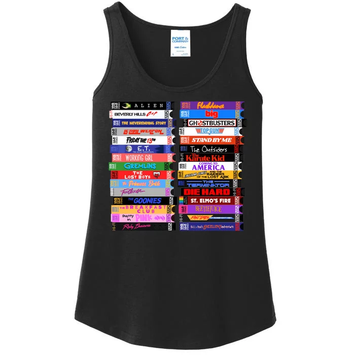 Retro 80s Movies Vhs Stacks Ladies Essential Tank