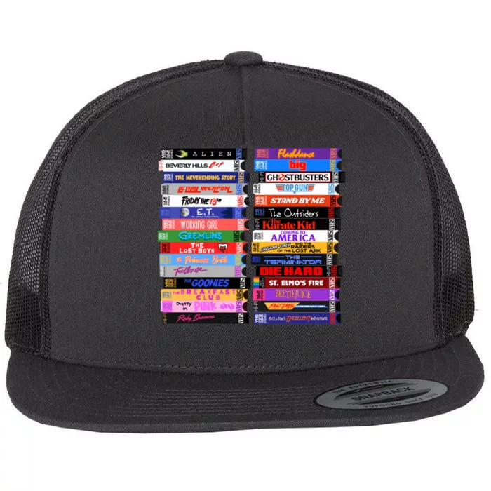 Retro 80s Movies Vhs Stacks Flat Bill Trucker Hat