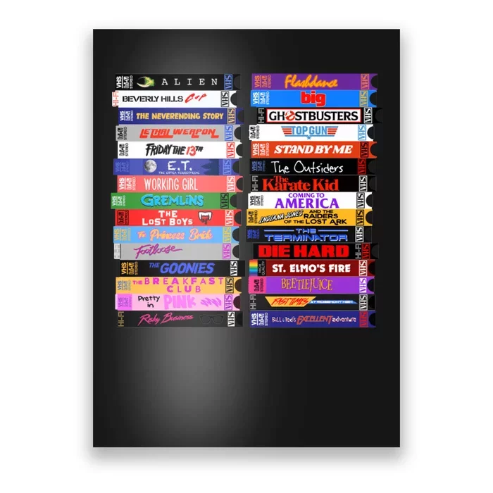 Retro 80s Movies Vhs Stacks Poster