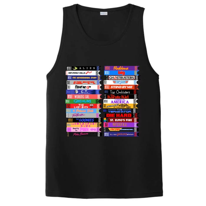 Retro 80s Movies Vhs Stacks Performance Tank