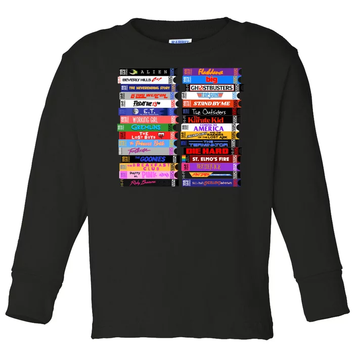 Retro 80s Movies Vhs Stacks Toddler Long Sleeve Shirt