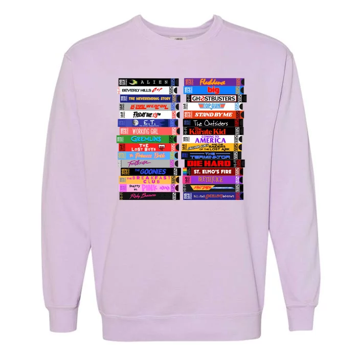 Retro 80s Movies Vhs Stacks Garment-Dyed Sweatshirt