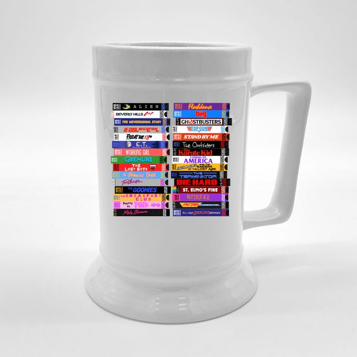 Retro 80s Movies Vhs Stacks Front & Back Beer Stein