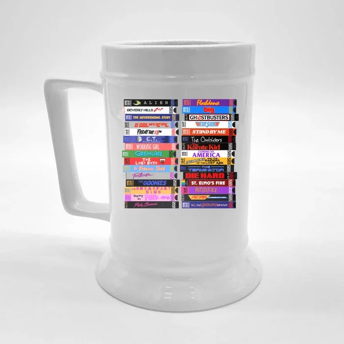 Retro 80s Movies Vhs Stacks Front & Back Beer Stein