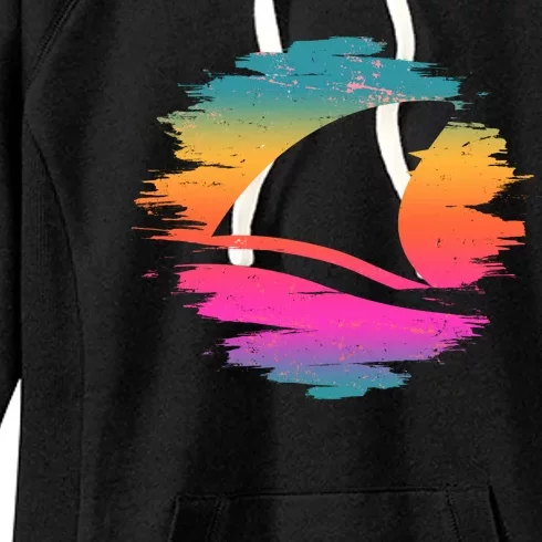 Retro 80's Neon Shark Fin Women's Fleece Hoodie