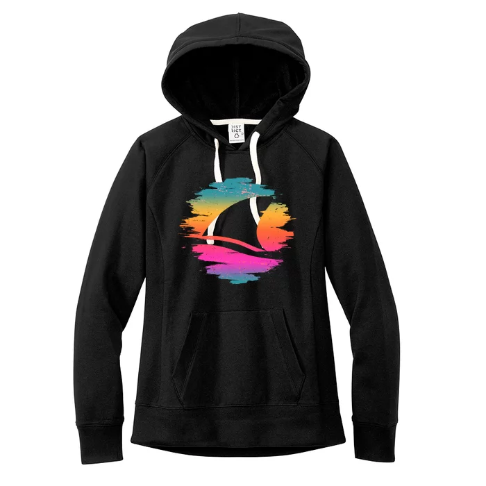 Retro 80's Neon Shark Fin Women's Fleece Hoodie