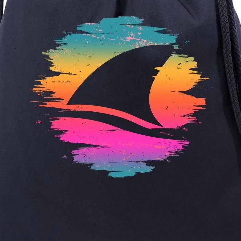 Retro 80's Neon Shark Fin Drawstring Bag