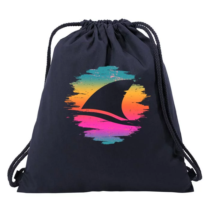 Retro 80's Neon Shark Fin Drawstring Bag