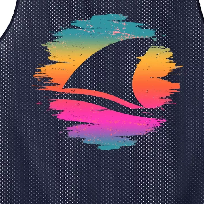 Retro 80's Neon Shark Fin Mesh Reversible Basketball Jersey Tank