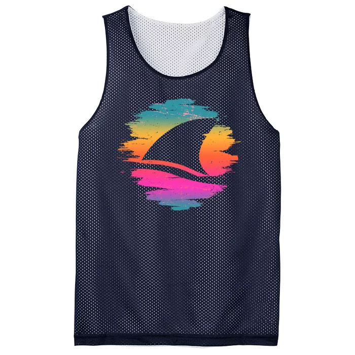 Retro 80's Neon Shark Fin Mesh Reversible Basketball Jersey Tank